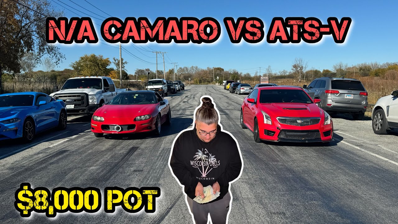 STREET RACING: ALL MOTOR CAMARO GIVES ATS-V THE HIT FOR $8,000 POT! # ...