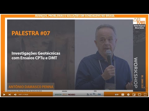 Investigações geotécnicas com ensaios CPTu e DMT · vídeo da Damasco Penna