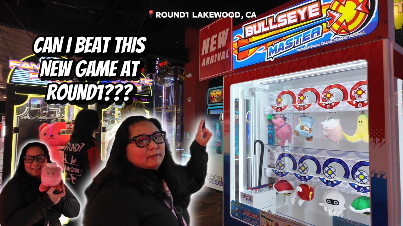 CAN I BEAT THIS NEW GAME AT #round1 LAKEWOOD? BULLSEYE MASTER  #clawmachine Inventory Check #arcade
