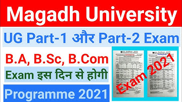 Magadh University BA BSc BCom part 1& part 2 Exam 2021 Date जारी। Exam Programme 2021 Download करे।