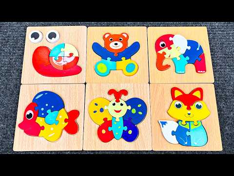 Learn Animal Names & Shapes with Matching Activity Puzzle | Preschool Toddler Toy Learning Video