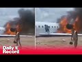 Dramatic footage of plane carrying Congo Mines Minister catching fire