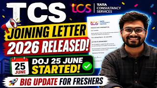 Tcs Joining Letter 2026 Released  Doj 25 June Started  Big Update For Freshers