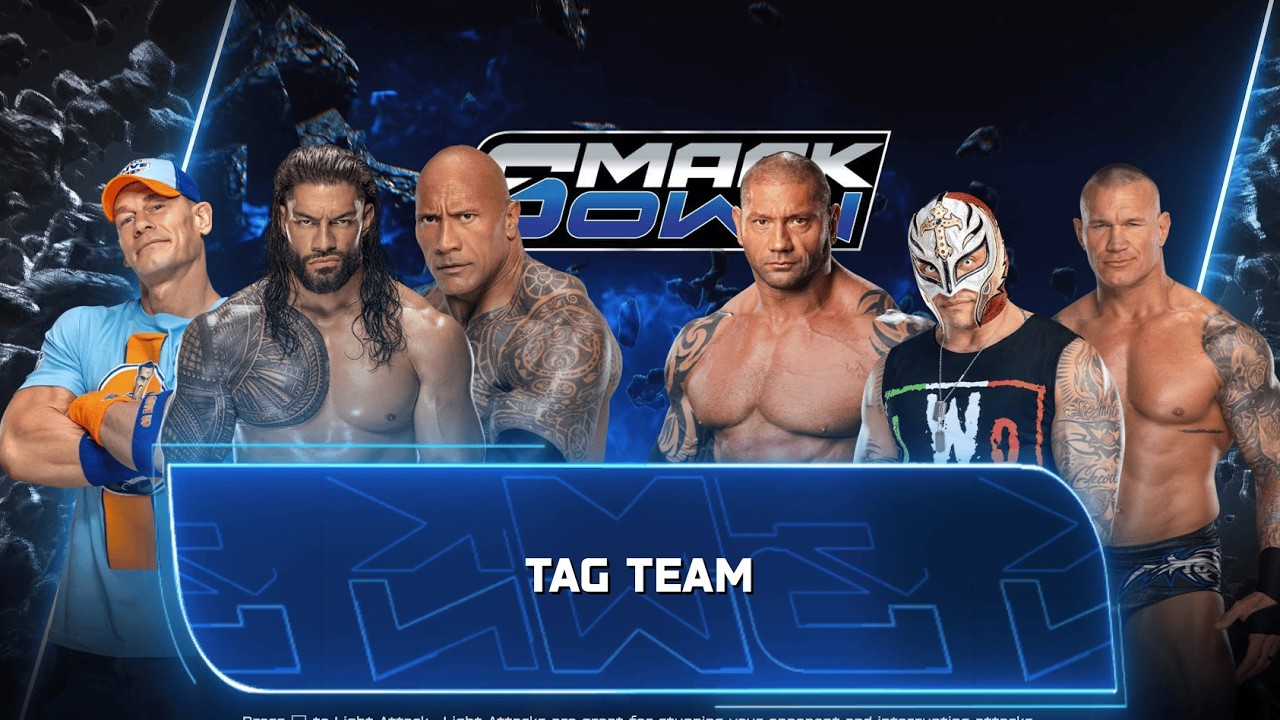 Полный матч - Джон Сина, Роман Рейнс и Рок против Батисты, Рея Мистерио и Рэнди Ортона