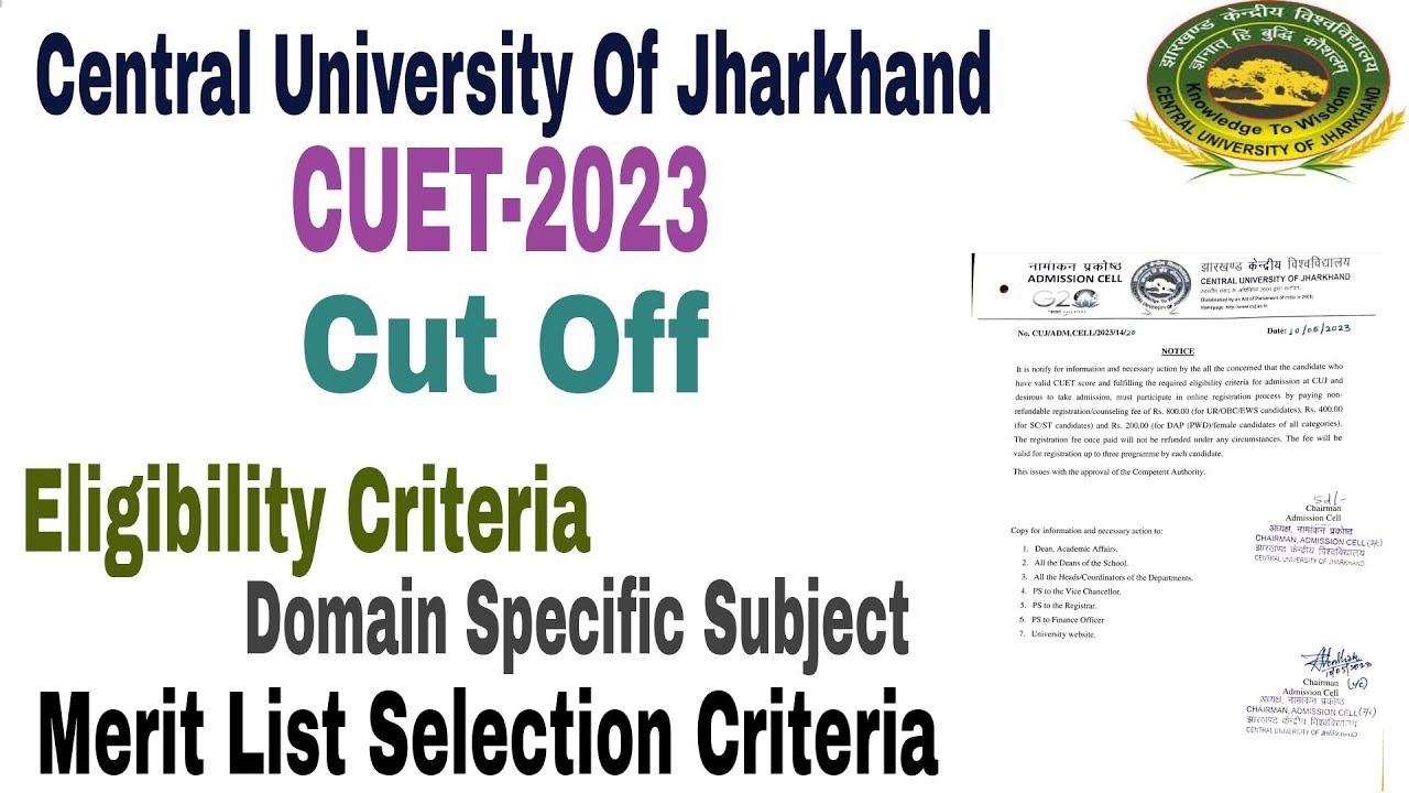 Central University of Jharkhand cut off 2023 course wise | CU Jharkhand ...