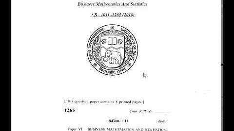 Business Mathematics and Statistics B.com 2nd year SOL Question Paper