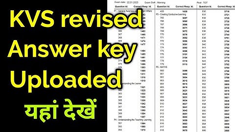 KVS revised Answerkey uploaded यहां देखें