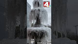 Winter Weather Watch | Fully Frozen Fountain in Alamo Heights