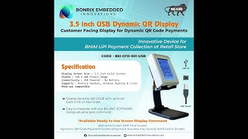 3.5-inch Dynamic QR code display range, specifically for BHIM UPI payment collection - USB / WiFi