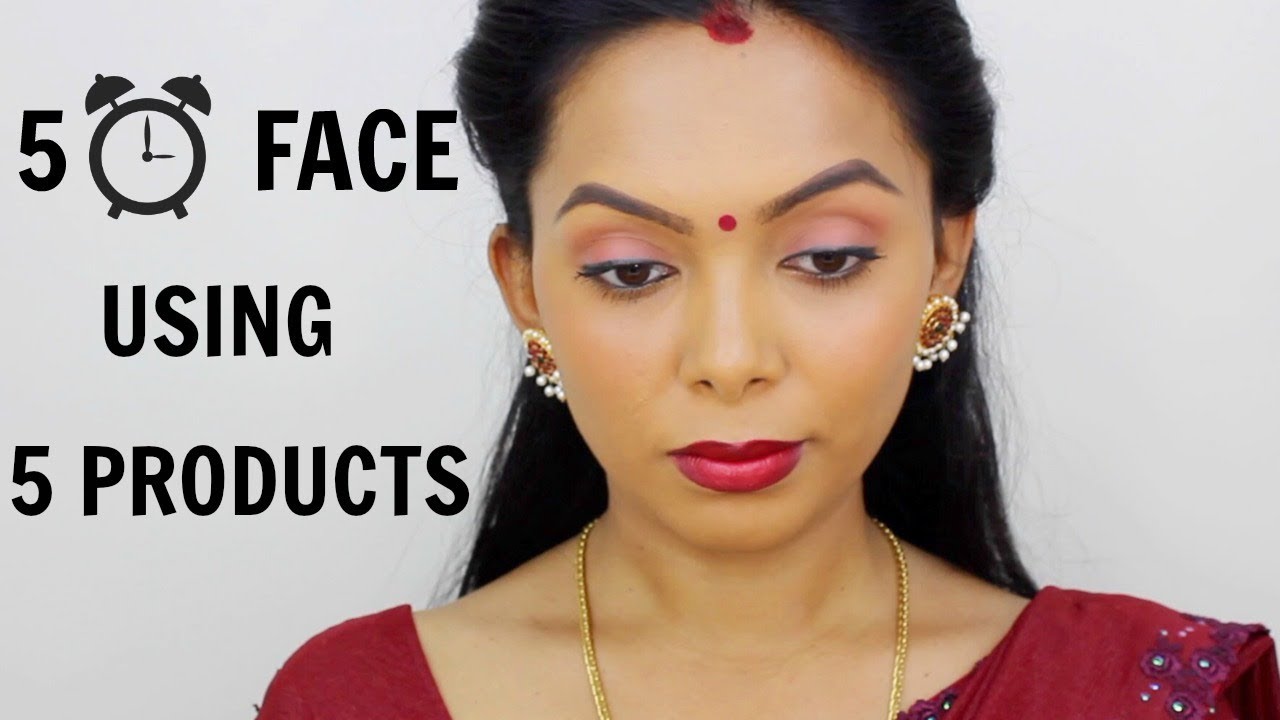 Full Face Using Only 5 Products In Tamil 5 Minute Makeup For