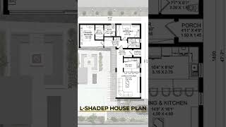 Modern L- Shaped House Plan #architecture #floorplan #housedesign