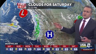 Frost Advisory for Saturday morning with partly to mostly cloudy skies