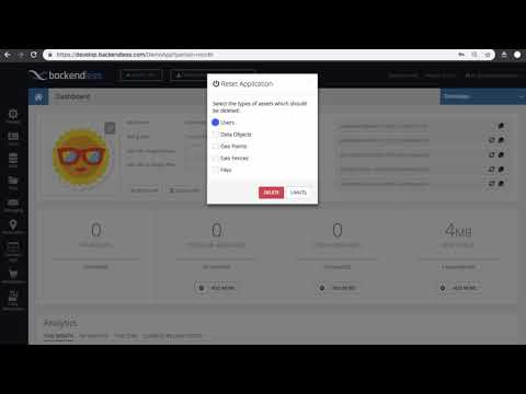 Reset app data in Backendless