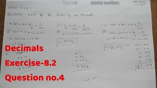 Exercise-8.2 Question no.4-Decimals-6th class/ncert