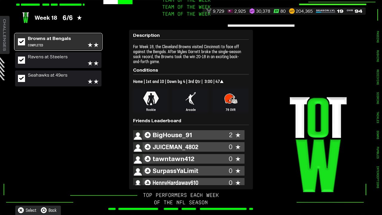 EA Sports Madden NFL 26 Ultimate Team - Team Of The Week " Week 18 " SOLO Challenges