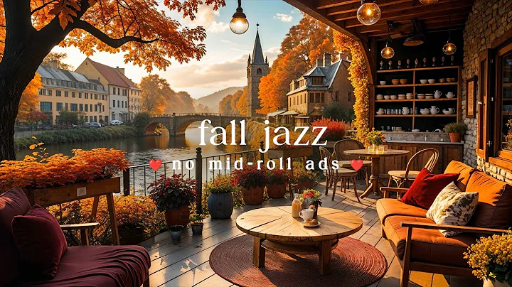 🍁 Autumn Village Café Jazz (NO MID-ROLL ADS) Cozy Fall Ambience for Study, Work & Relaxation