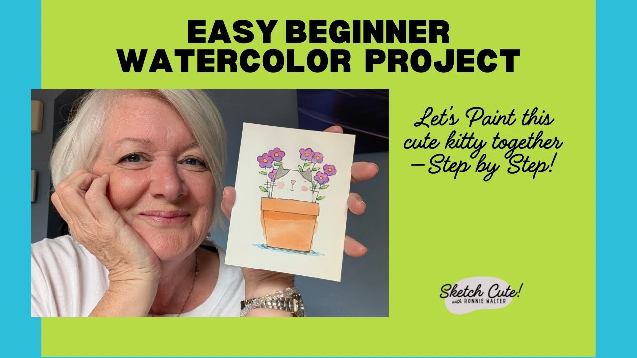 Easy Beginner Watercolor Project--Cute Cat--Using Inexpensive Art Materials