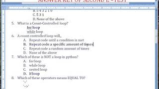 GAVPSK, E-CLASSES Answer Key Computer Science XI, second e-test,19 06 2020