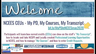 NCEES CEUs   My PD, My Courses, My Transcript  May 27 2020