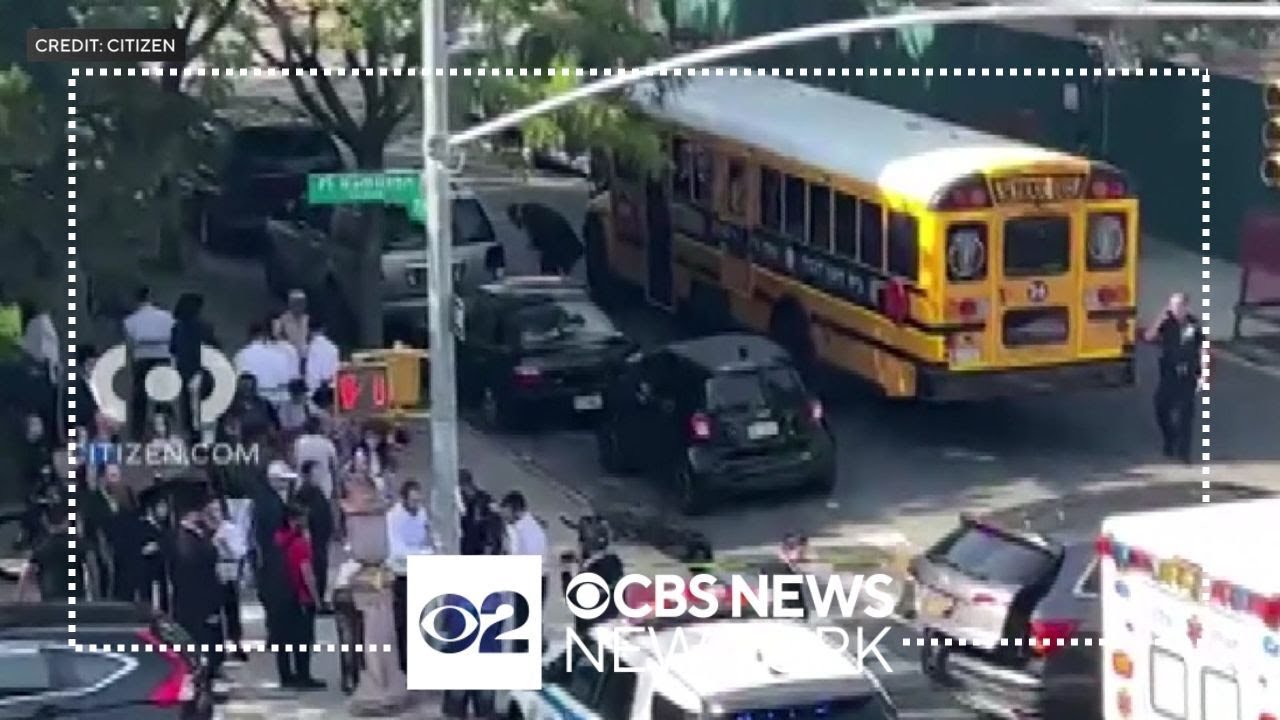 Pedestrian hit by school bus driver in Borough Park, Brooklyn - YouTube