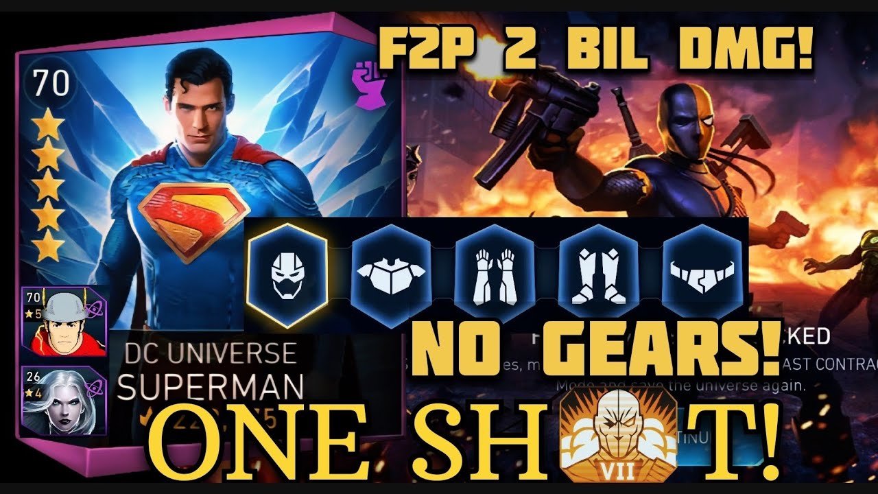 ONE SHOT!🔥 Boss DEATHSTROKE by DCU SUPERMAN (NO GEARS) H7 TLC Solo Raid Injustice 2 Mobile Gameplay