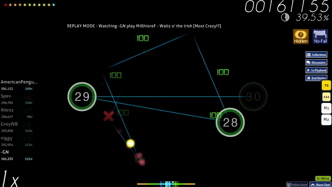 osu! - MillhioreF - Waltz o' the Irish [Most Crazy!?] +HDNF god run