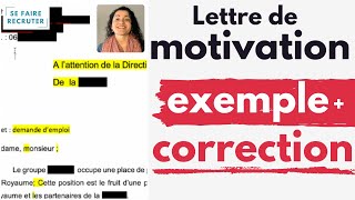 Exemple de lettre de motivation pour un emploi avec correction