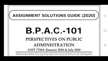 BPAC 101 Ignou Solved Assignment