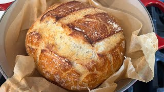 Easy Dutch Oven Country Bread Recipe- no knead! #easyrecipe #easycooking #bread #cooking