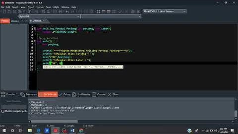 Bahasa C || Menghitung Keliling Persegi Panjang Menggunakan Fungsi || IDE DEV C++