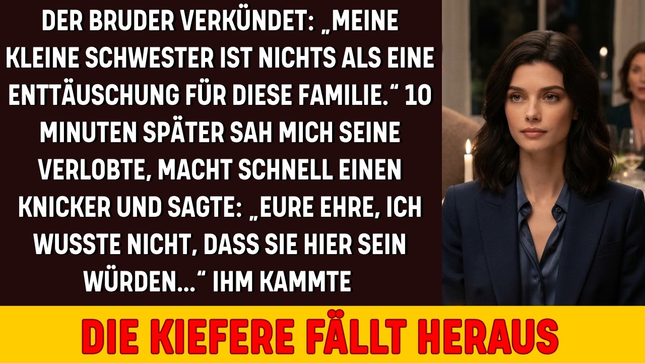 Mein Bruder nannte mich vor unserer ganzen Familie eine Schande – und niemand widersprach. Dann blieb sein Verlobter hinter meinem Stuhl stehen, verneigte sich und sagte: „Euer Ehren.“ In diesem...