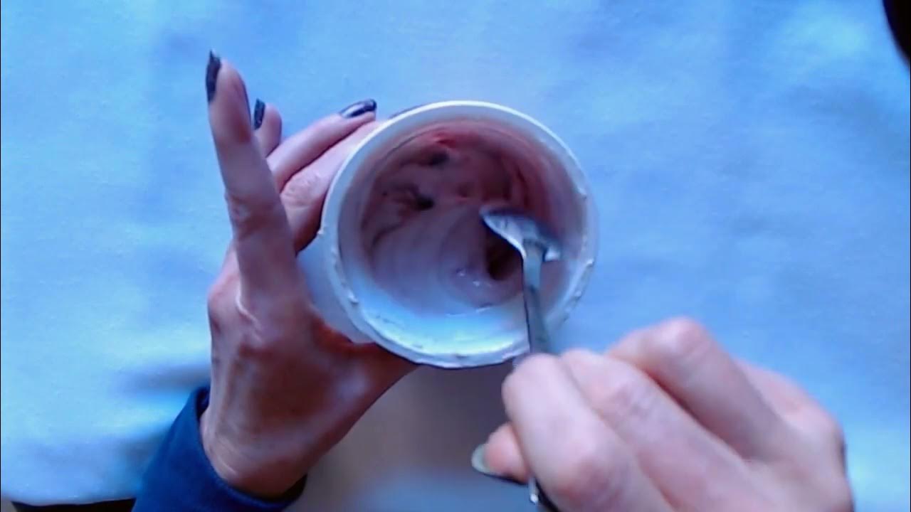 asmr-eating-yogurt-plastic-scraping-with-metal-spoon-no-talking