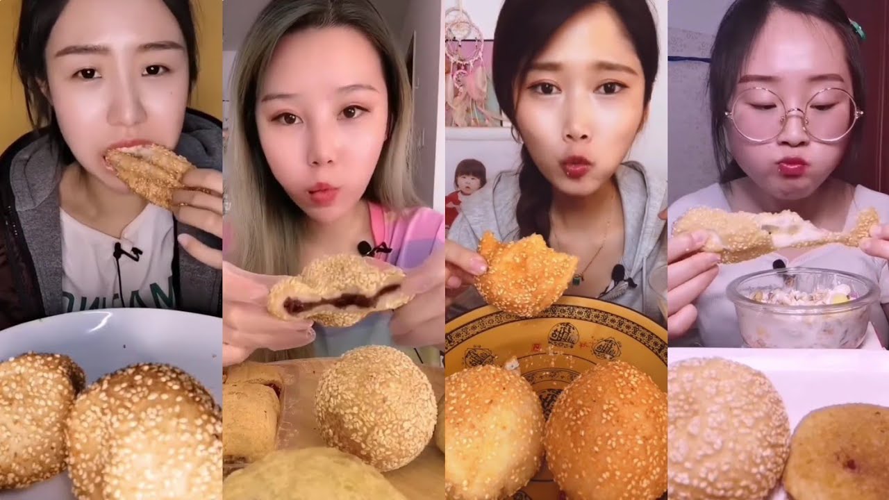 RED BEAN SESAME SEED BALLS (煎堆; 麻团) & GLUTINOUS RICE DOUGHNUTS *CRISPY & CHEWY* [ASMR] Mukbang 먹방 吃播