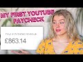 MY FIRST YOUTUBE PAYCHECK 2020 | How much does a small actually YouTuber make?