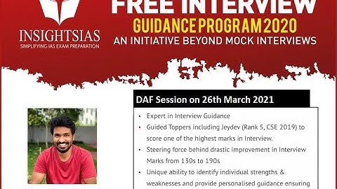 Interview Guidance Program 2020 | DAF Session | By Vinay Sir, Founder & Director, InsightsIAS