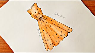 رسم سهل/تعليم رسم فستان قصير وسهل خطوة بخطوة للمبتدئين/ تعلم رسم وتصميم الأزياء/ fashion drawing