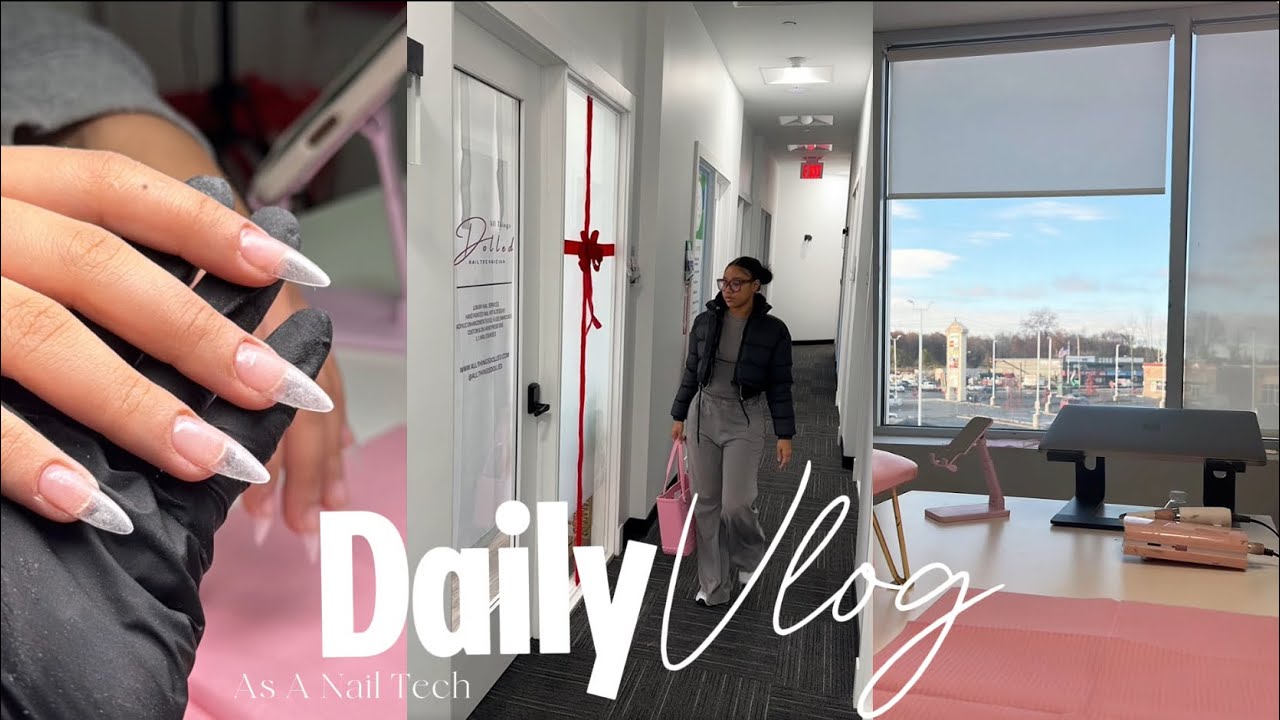 Day In The Life Of A Nail Tech | Clients , Cleaning & Suite Life