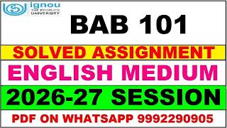 BAB 101 solved assignment 2026-27 in English || bab 101 solved assignment 2027 || bab101 2026-27