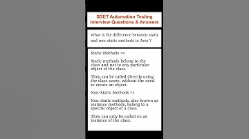 What is the difference between Static and Non-Static Methods in Java? SDET Automation Testing