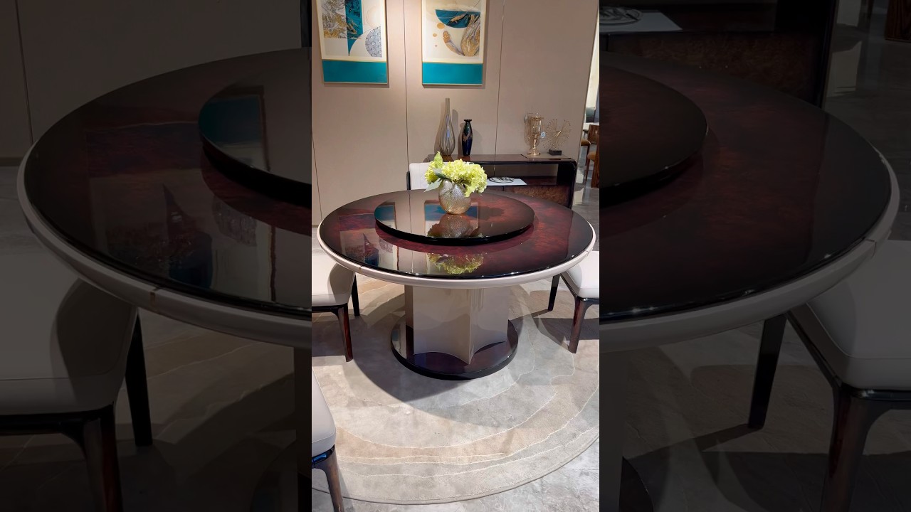 Bentley high-end luxury dining table, villa dining room round piano paint table and chair