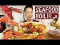 mukbang •  🦀🦐 SEAFOOD BOIL‼️ • KING CRAB, MUSSELS, SHRIMP, CRAWFISH, & CLAMS