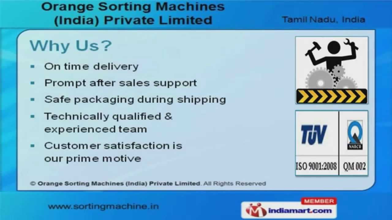 Color Sorting Machinery  by Orange Sorting Machines (India) Private Limited, Coimbatore