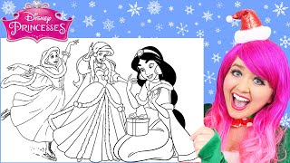 Coloring Disney Princesses Christmas