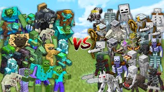 ALL ZOMBIES vs ALL SKELETONS in Minecraft Mob Battle