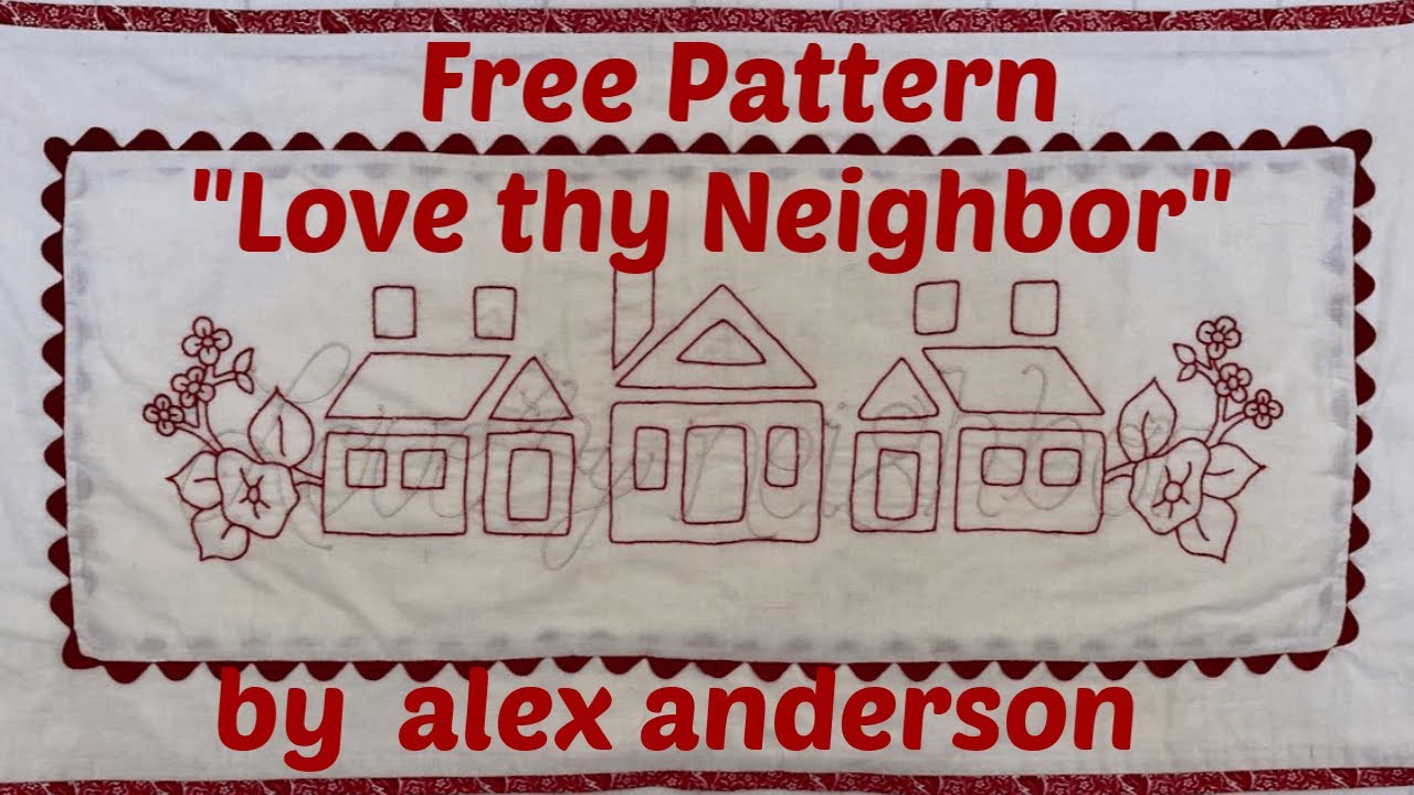 Free Shadow Redwork Pattern: Love Thy Neighbor
