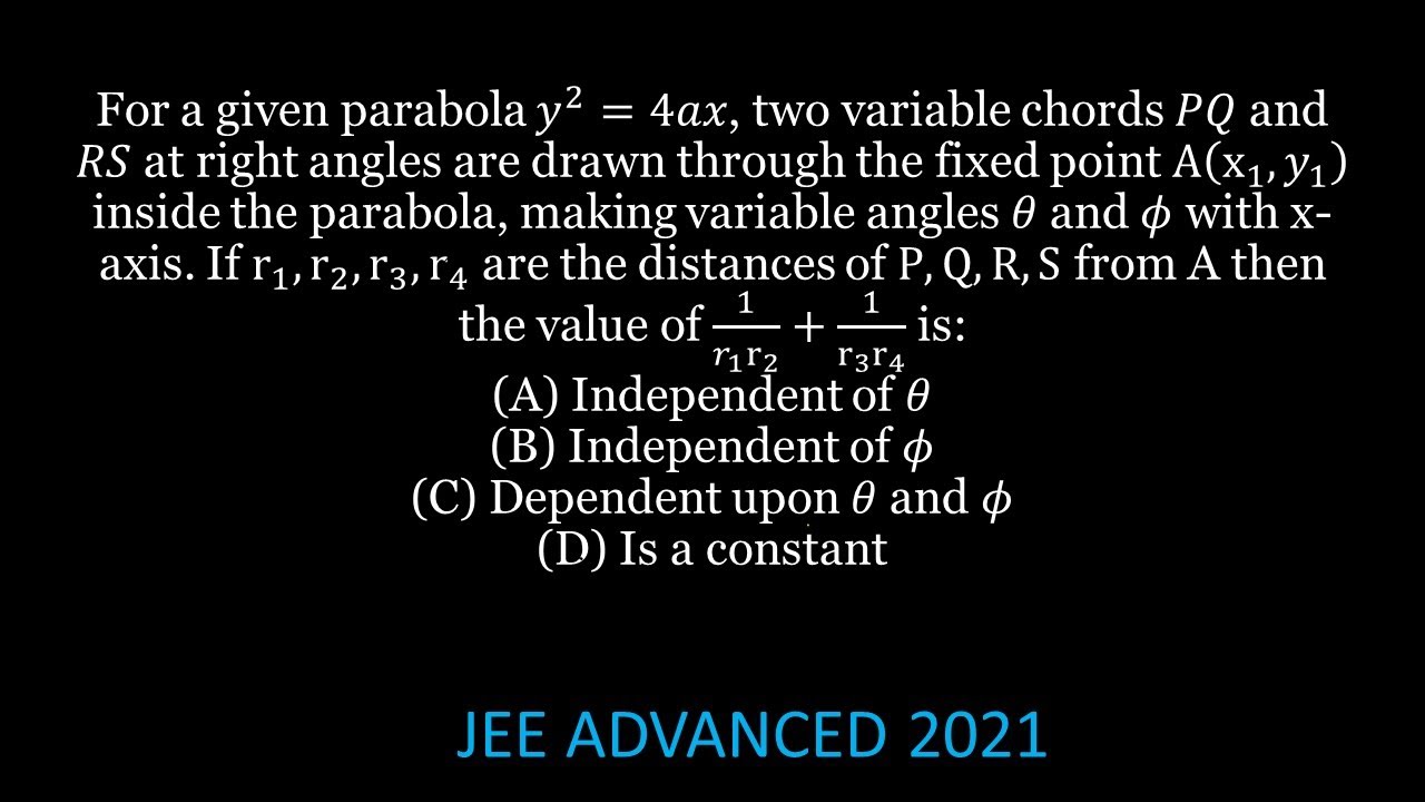 ADVANCED PROBLEM 209 IN MATHEMATICS   FOR JEE ADVANCED 2021