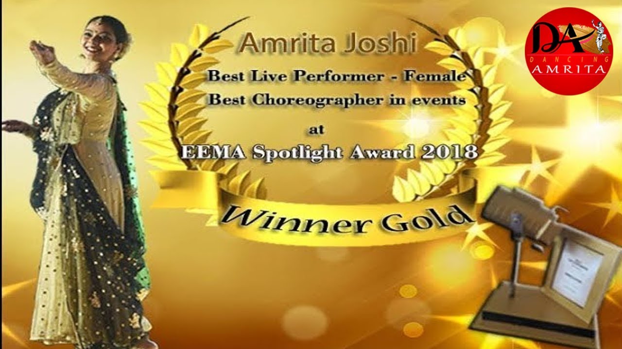 Amrita Joshi Winning Moment | Winner Gold Best Live Performer Female| EEMA Spotlight Award 2018