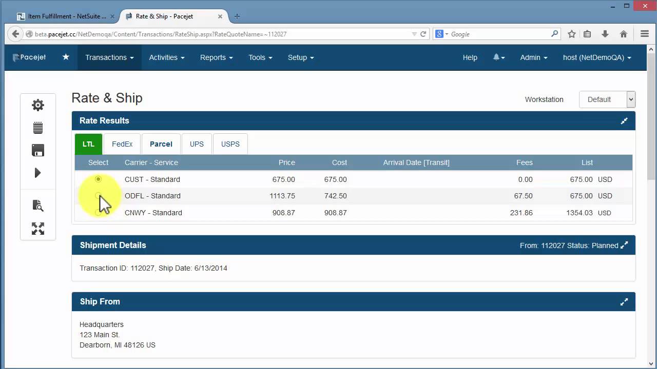 Pacejet Enterprise Shipping for NetSuite