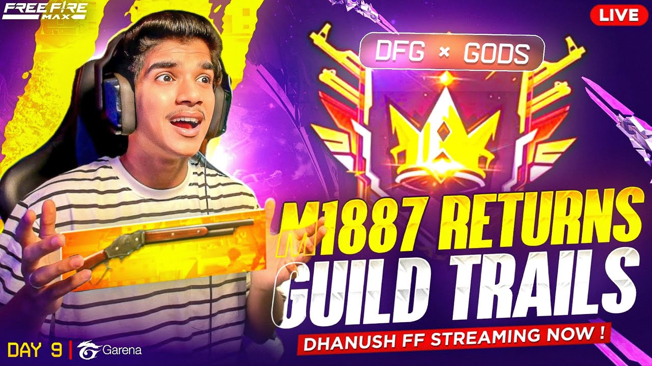 🎯 GUILD TRIALS DAY 9: M1887 GRAND RETURN 🔥 BATTLE OF LEGENDS 🛡️ | FREE FIRE IN TELUGU #dfg #freefire