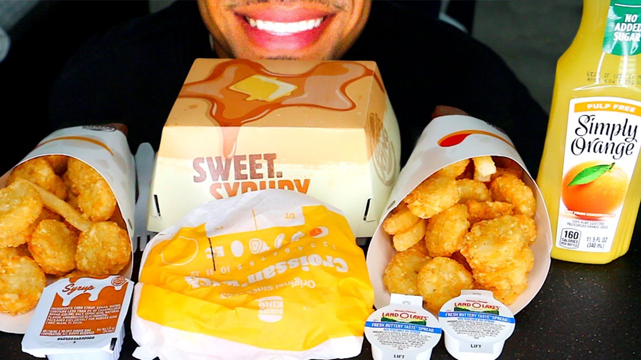 ASMR Бургер Кинг Завтрак Тарелка Картофельные Оладьи Обзор Мукбанга Канал Talking Jerry Sounds Co